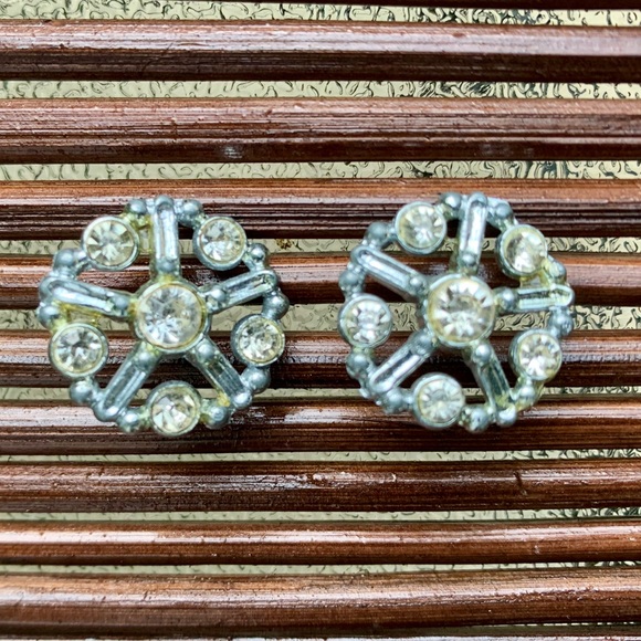 Vintage BALLOU REG’D Pins brooch rhinestone silver - Picture 2 of 5